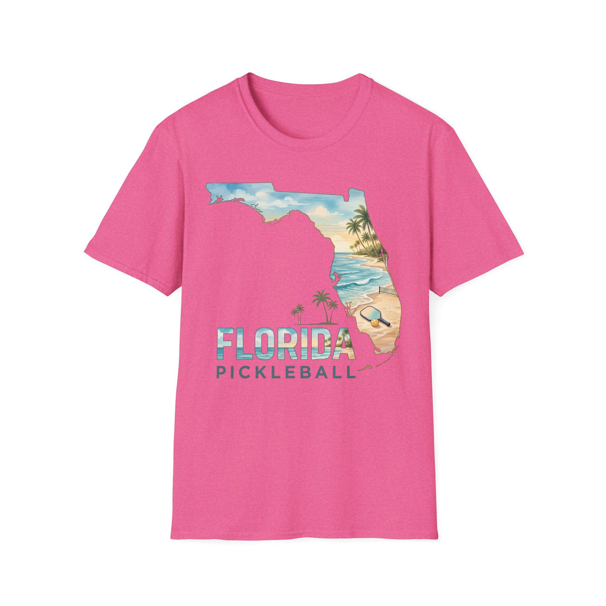Florida Pickleball T-Shirt — Tropical Beach State Silhouette Tee