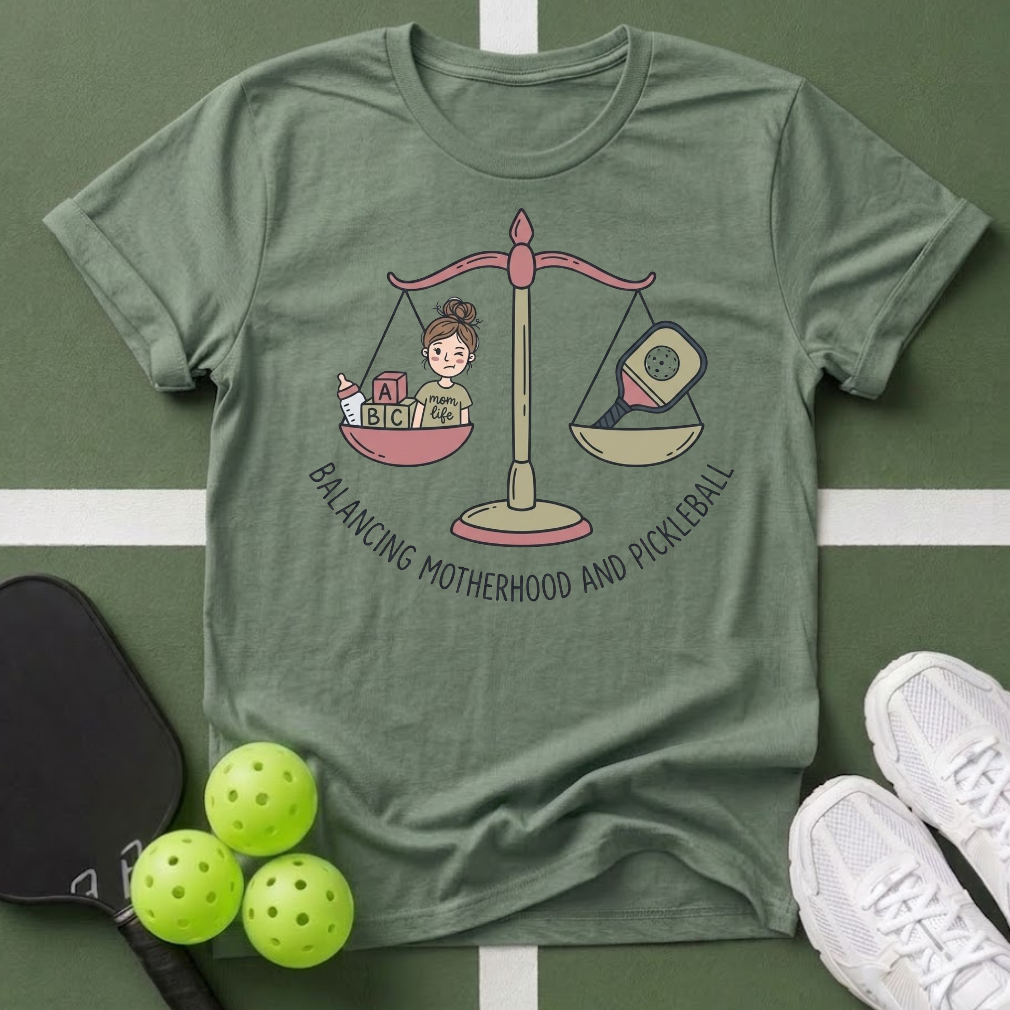 Balancing Motherhood and Pickleball T-Shirt