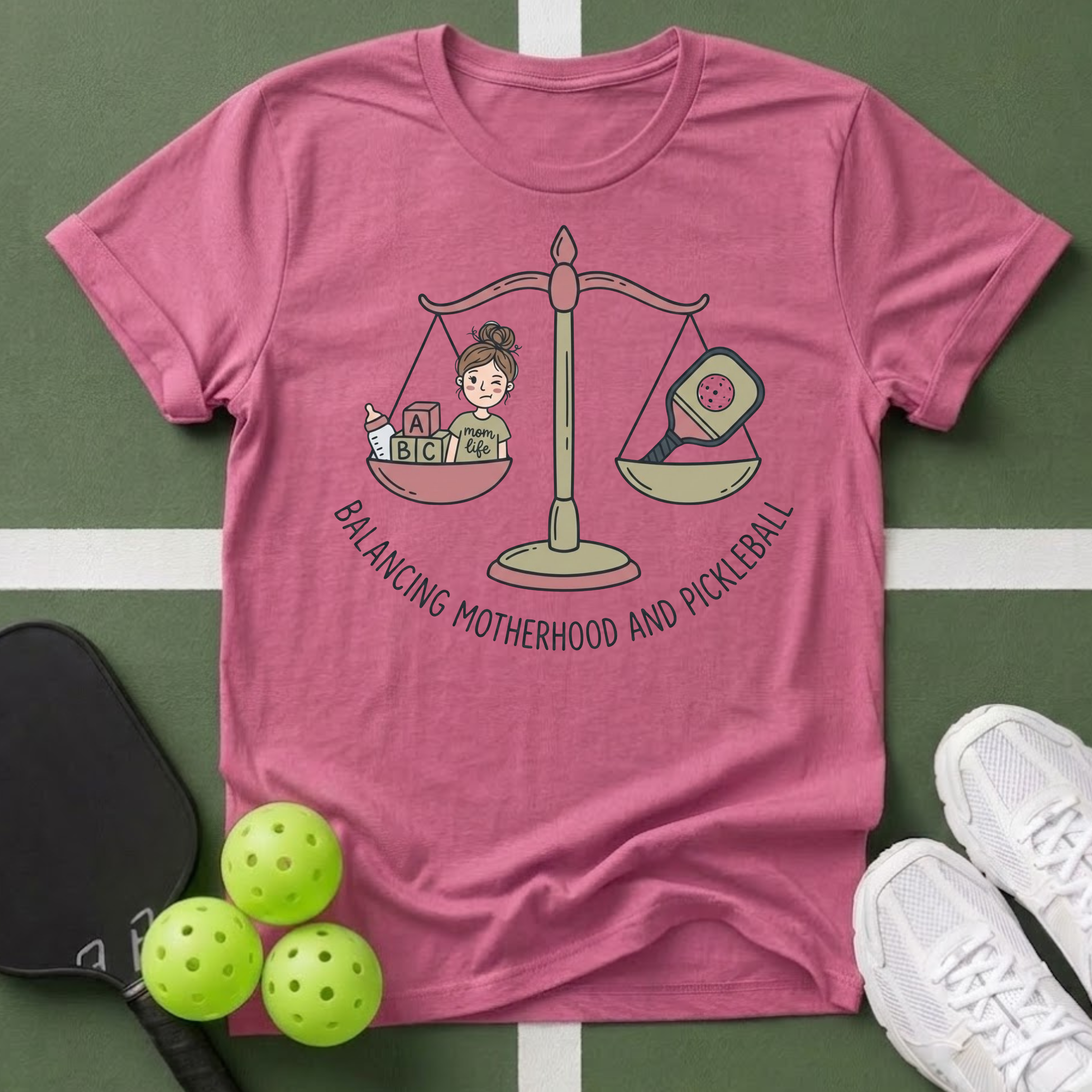 Balancing Motherhood and Pickleball T-Shirt