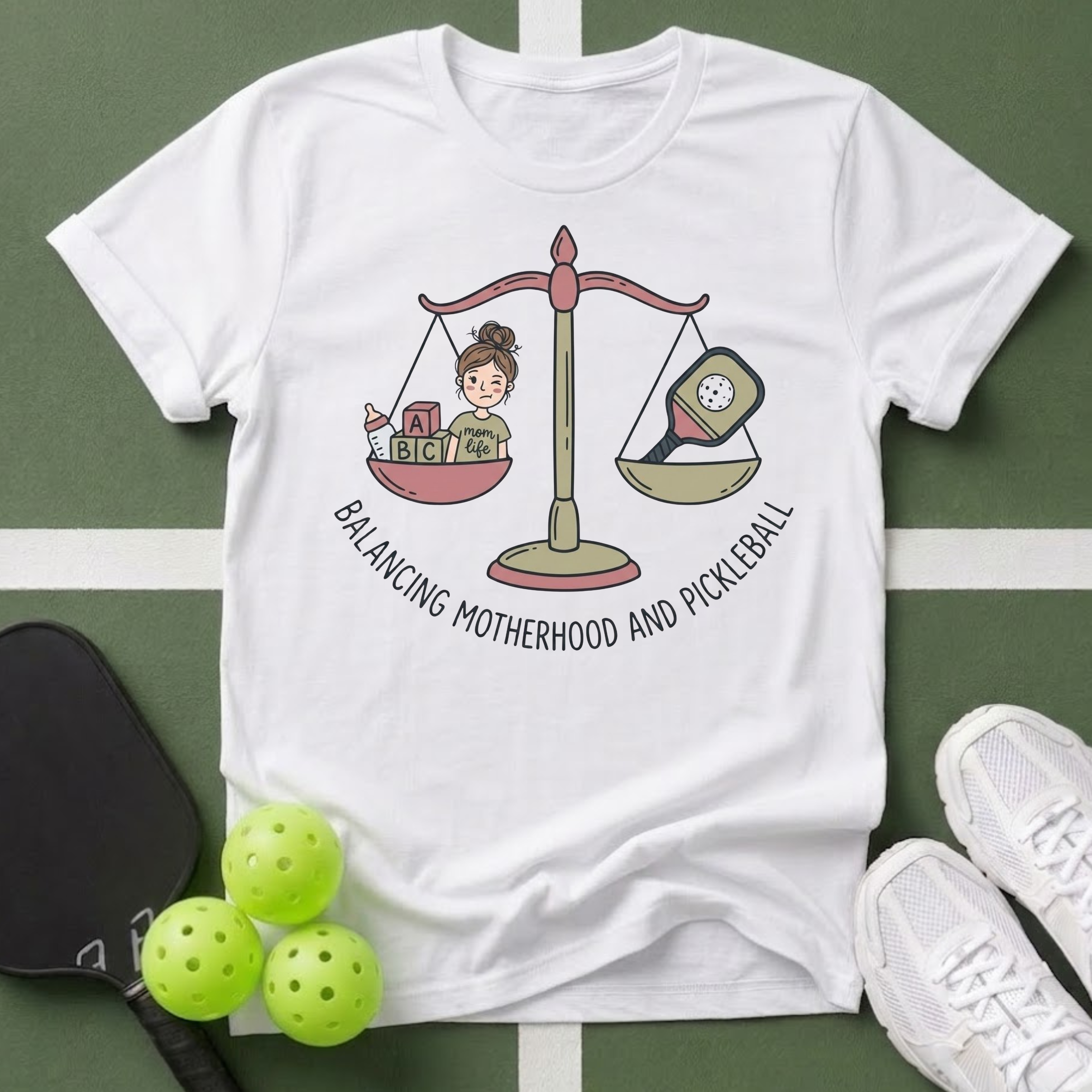 Balancing Motherhood and Pickleball T-Shirt