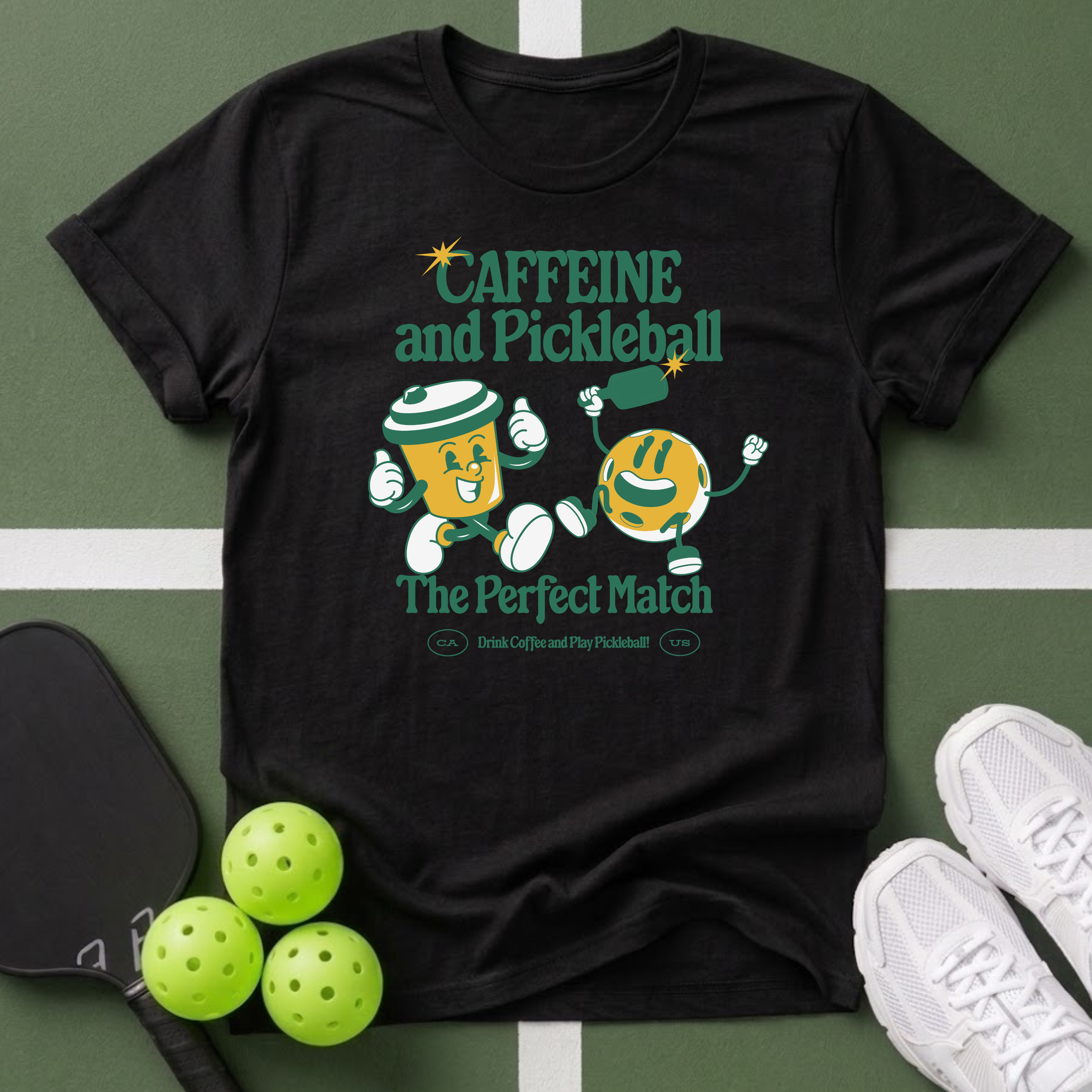 Caffeine & Pickleball T-Shirt