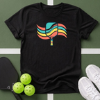 Retro Rainbow Pickleball Paddle T-Shirt