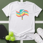 Retro Rainbow Pickleball Paddle T-Shirt