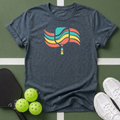 Retro Rainbow Pickleball Paddle T-Shirt