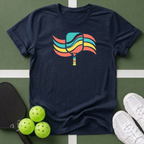 Retro Rainbow Pickleball Paddle T-Shirt