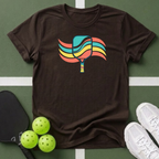 Retro Rainbow Pickleball Paddle T-Shirt