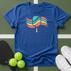 Retro Rainbow Pickleball Paddle T-Shirt
