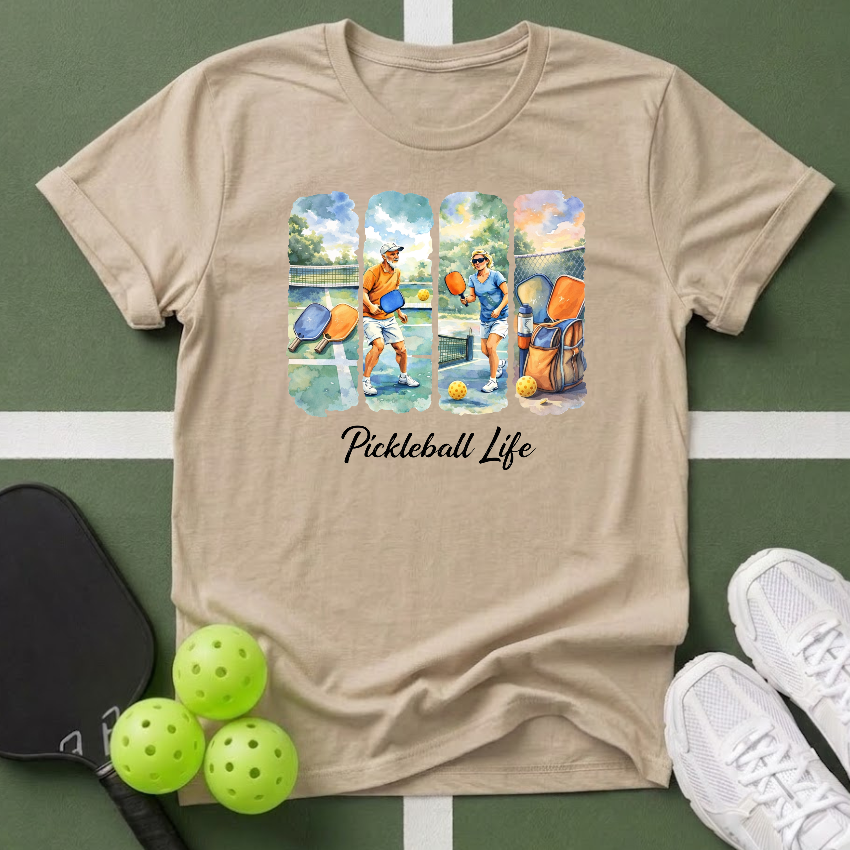 Watercolor Pickleball Players  T-Shirt
