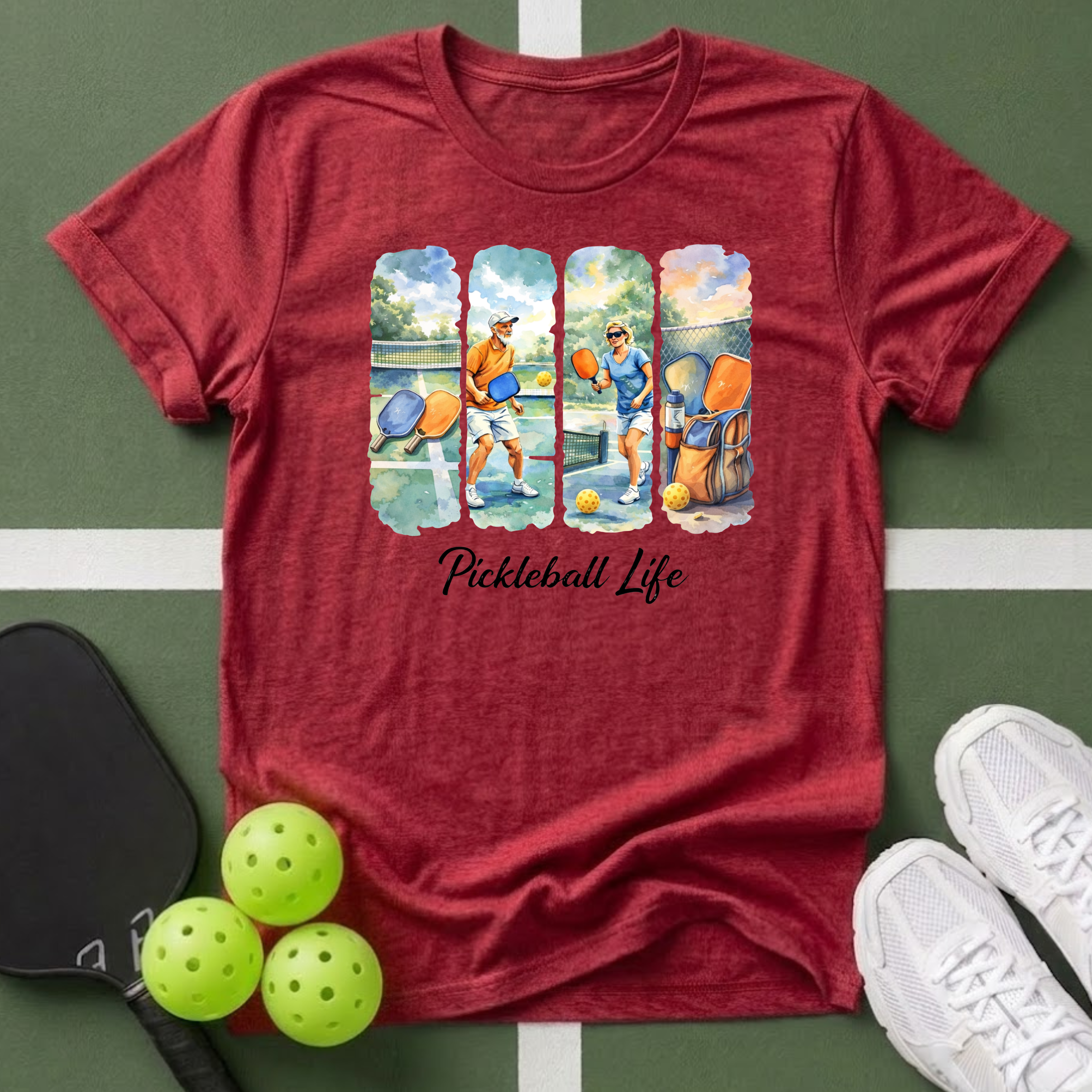 Watercolor Pickleball Players  T-Shirt
