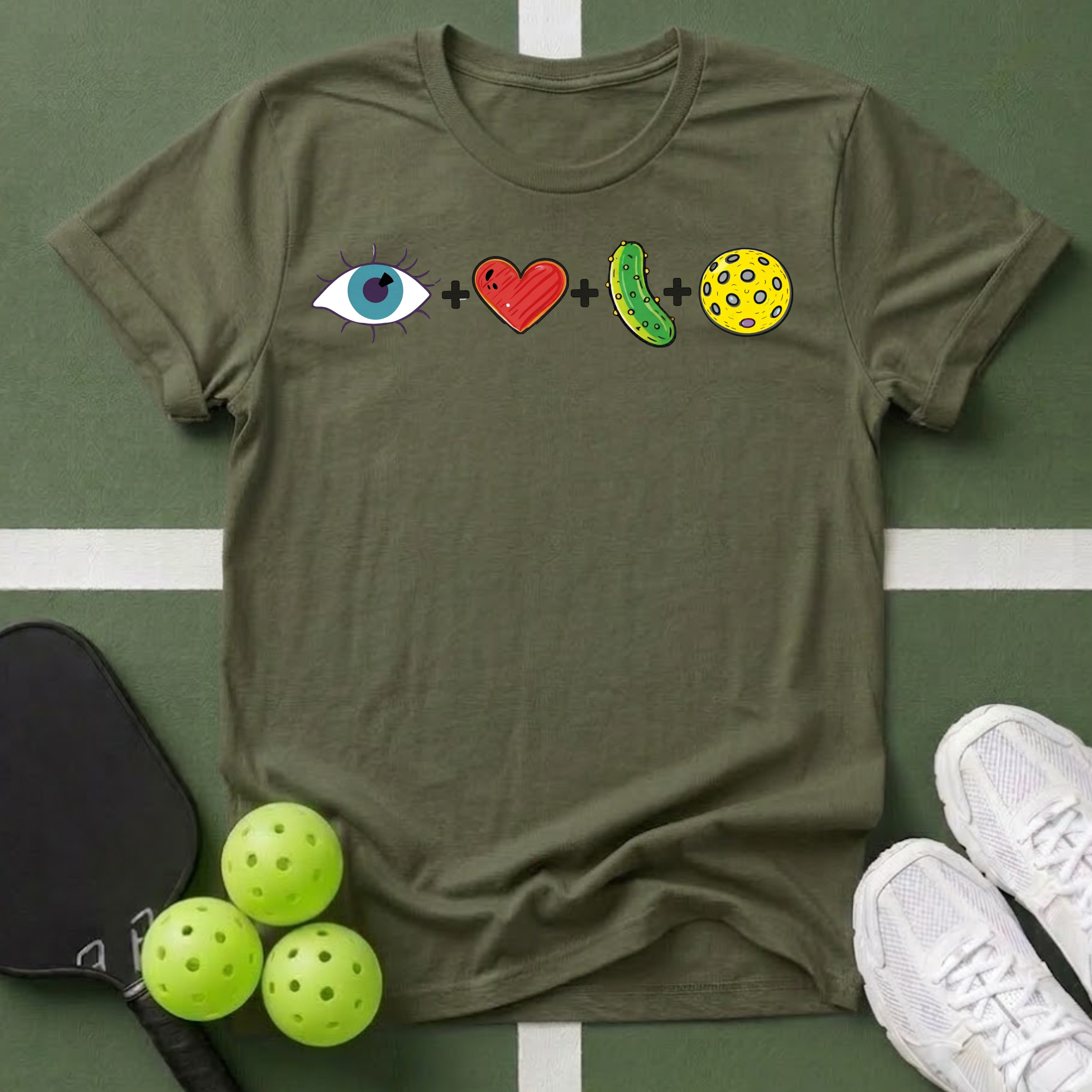 Heart + Pickle + Cookie Emoji T-Shirt