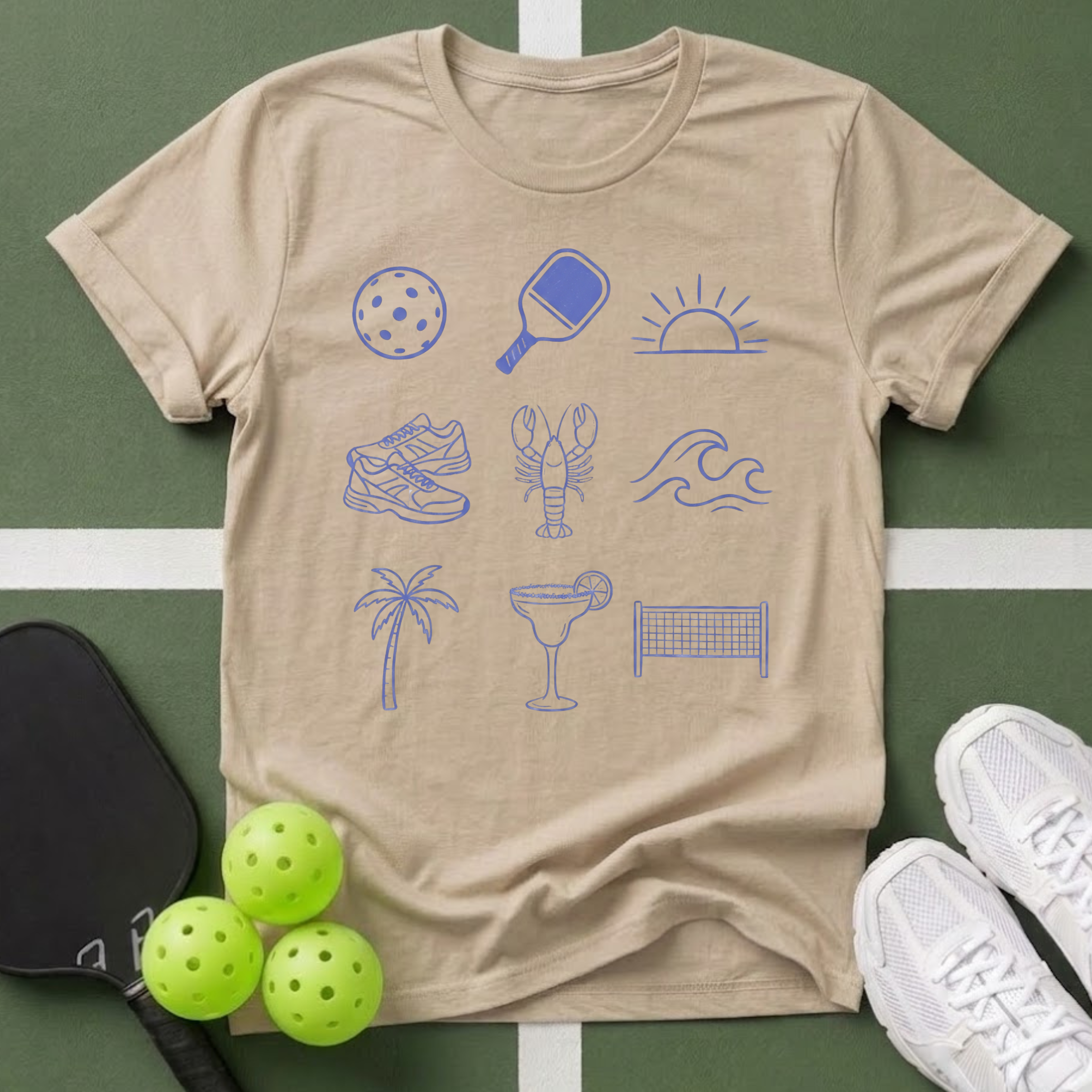 Beach & Pickleball Icons T-Shirt