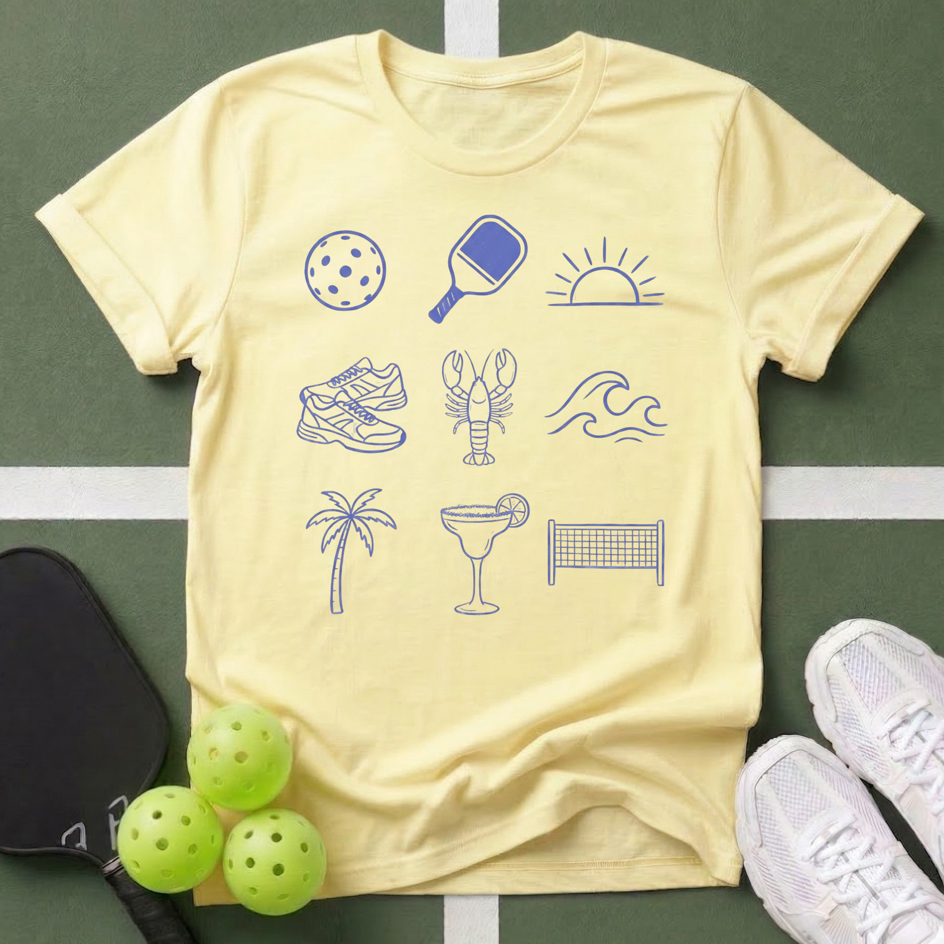 Beach & Pickleball Icons T-Shirt