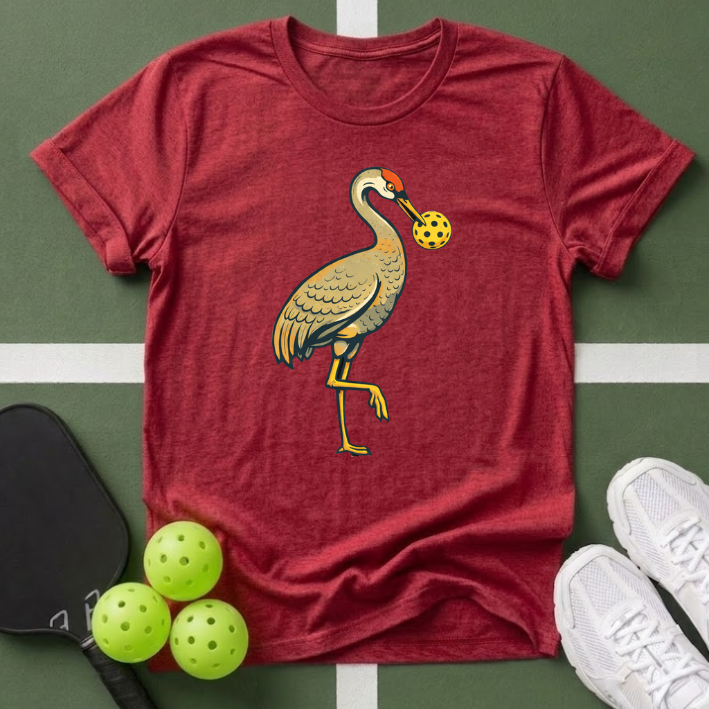 Sandhill Crane with Pickleball T-Shirt