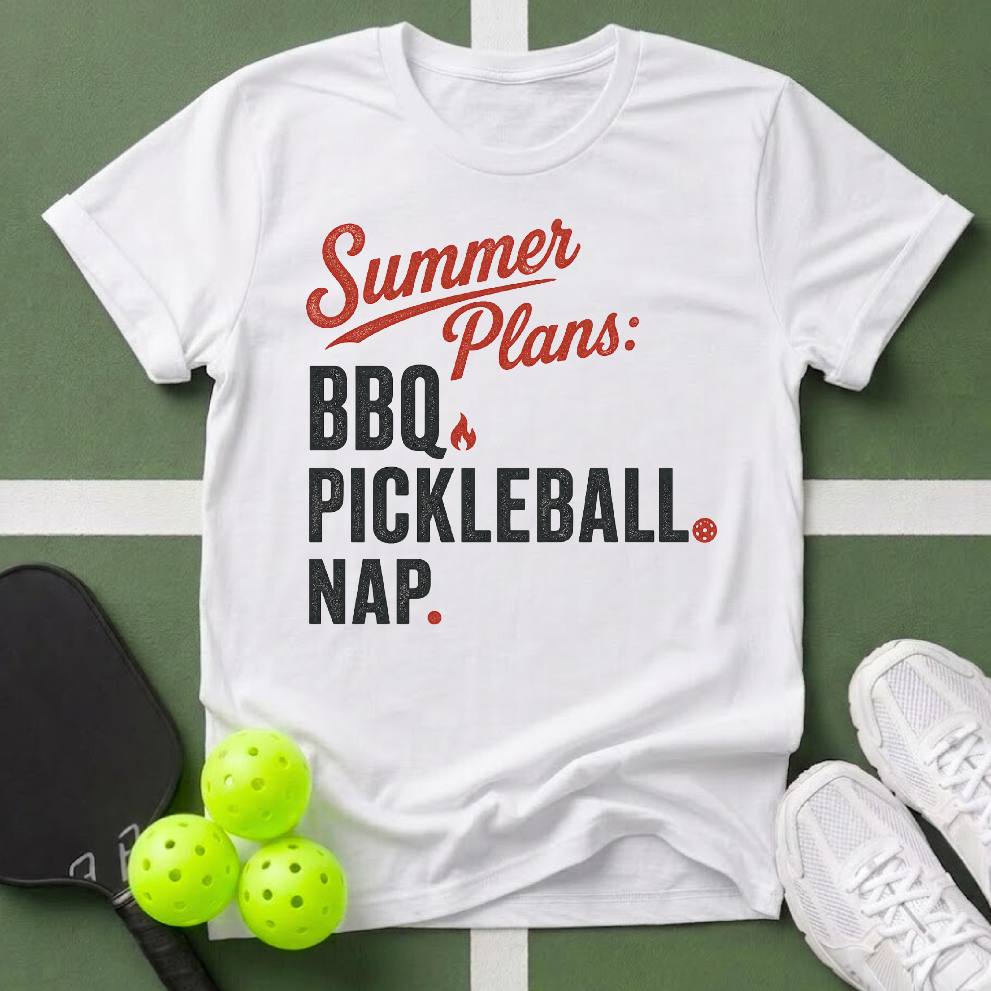 BBQ. Pickleball. Nap. T-Shirt