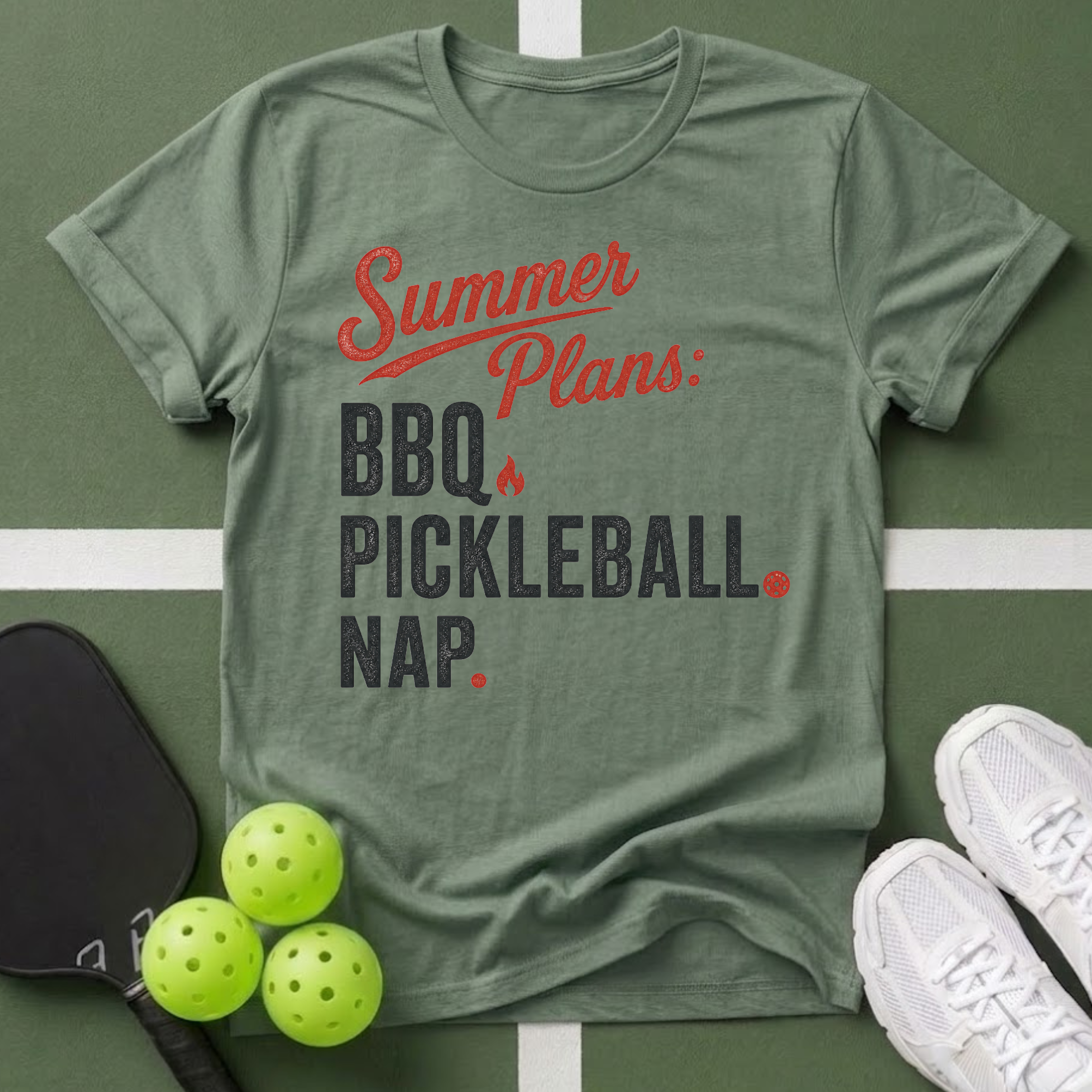 BBQ. Pickleball. Nap. T-Shirt