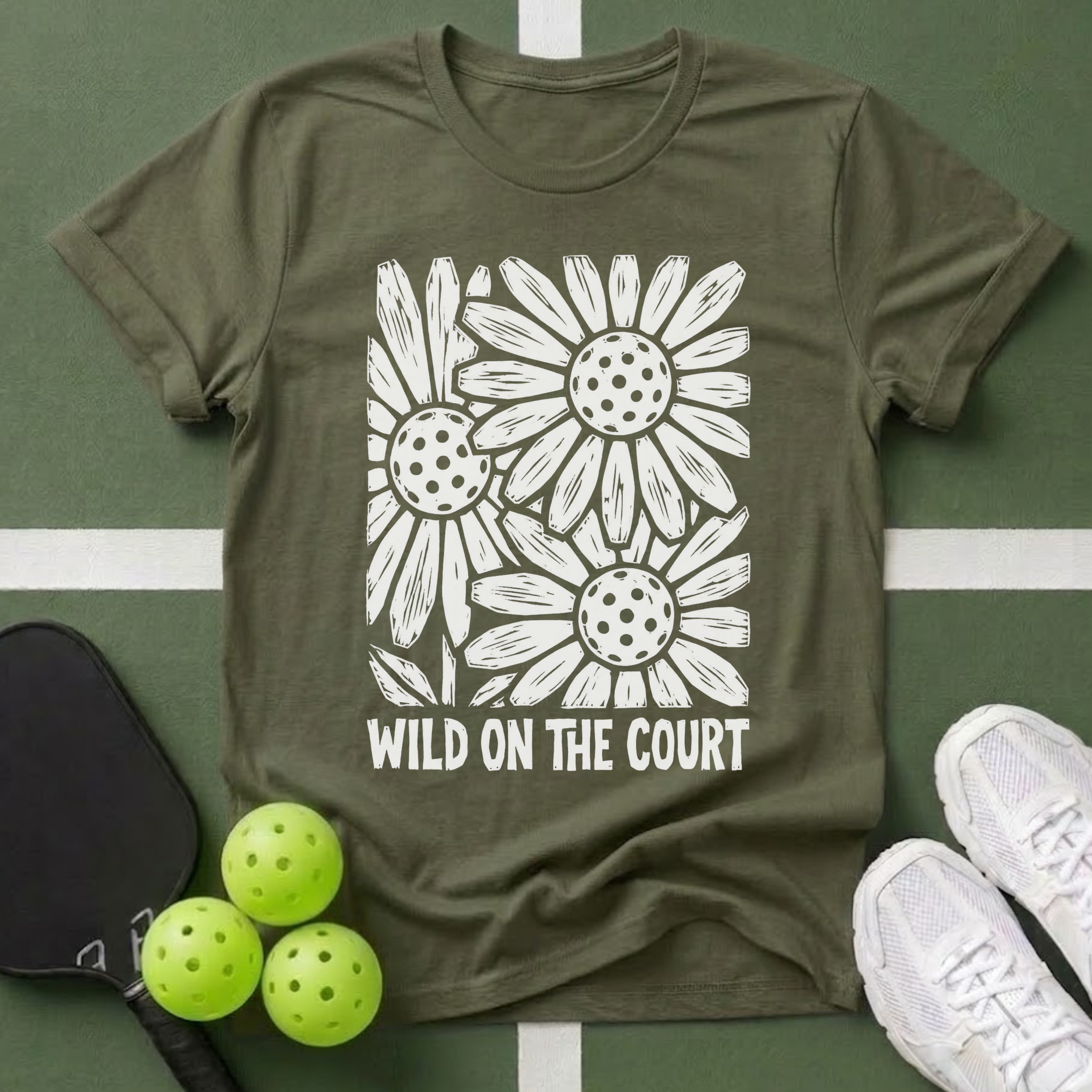 Flower Wild on the Court  T‑Shirt