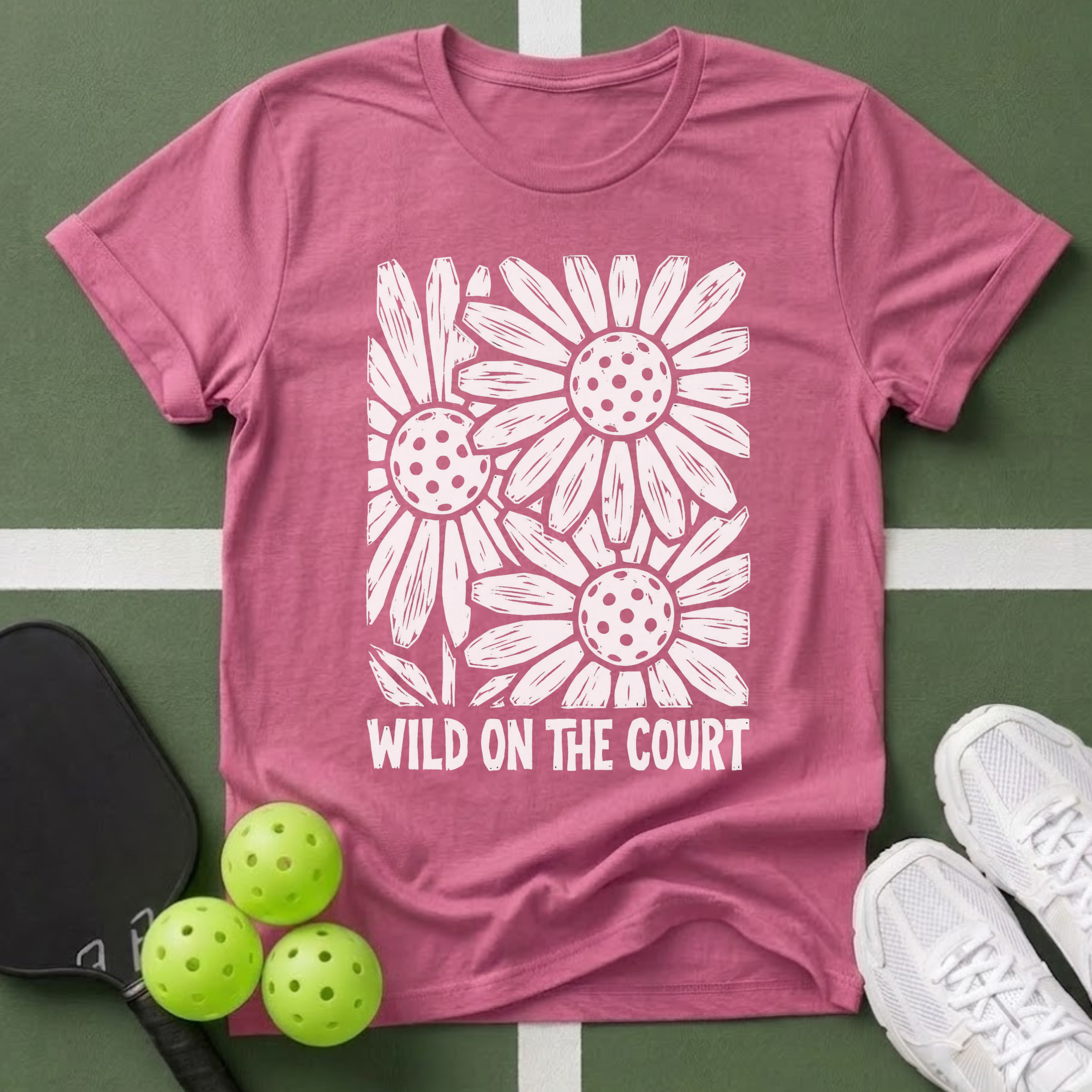 Flower Wild on the Court  T‑Shirt