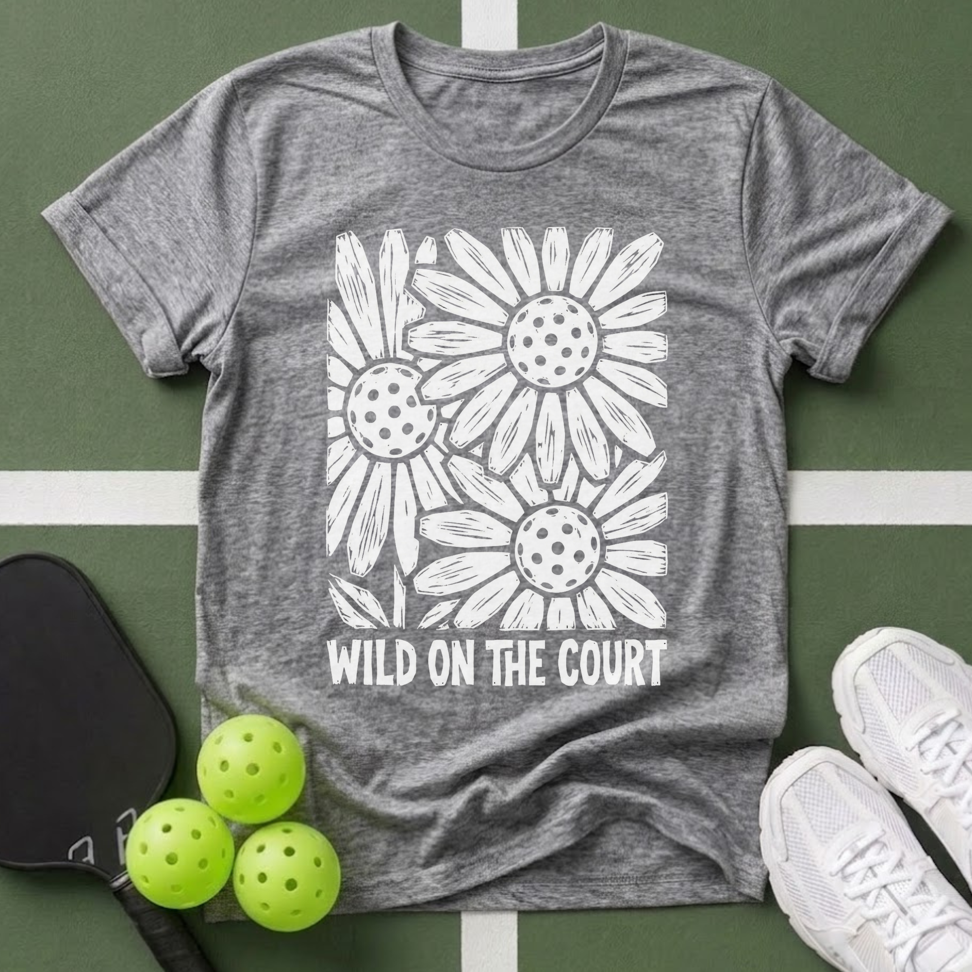 Flower Wild on the Court  T‑Shirt
