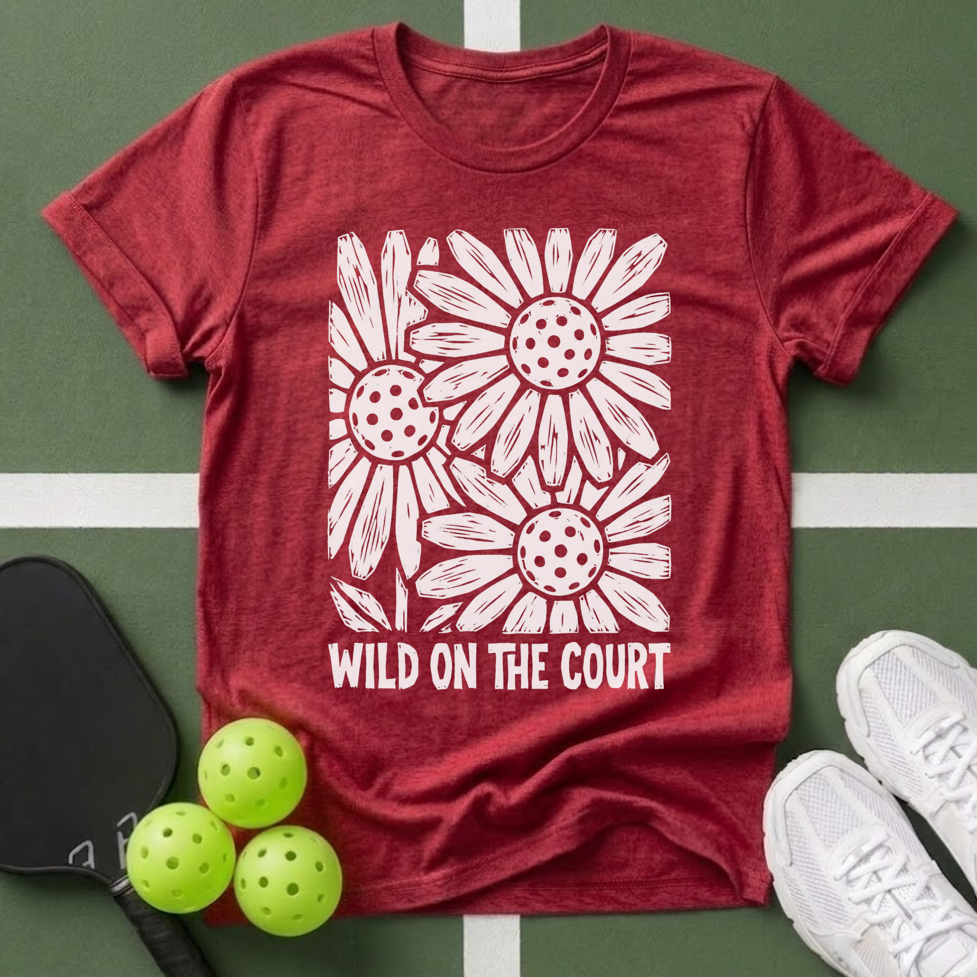 Flower Wild on the Court  T‑Shirt