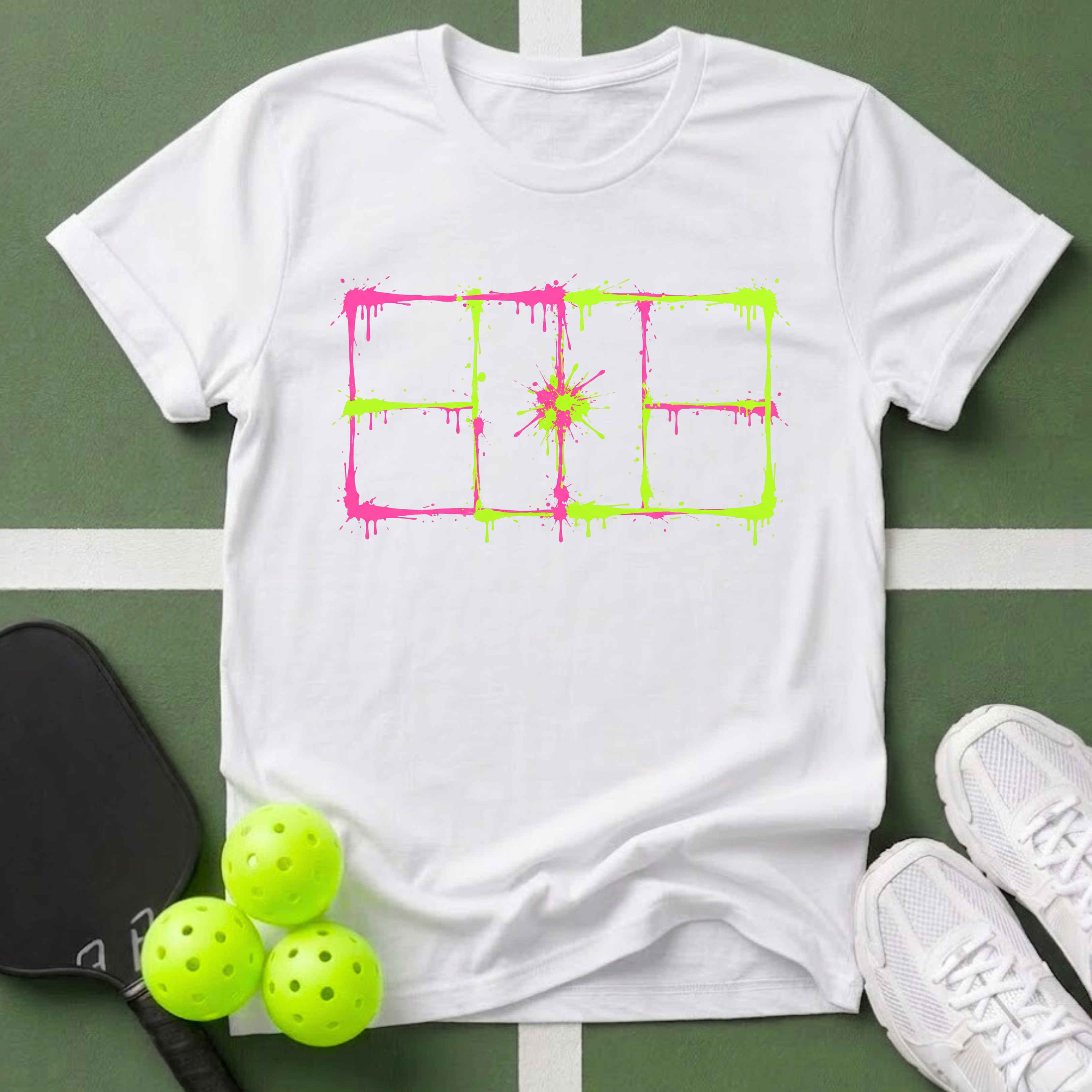 Neon Splatter Court T-Shirt