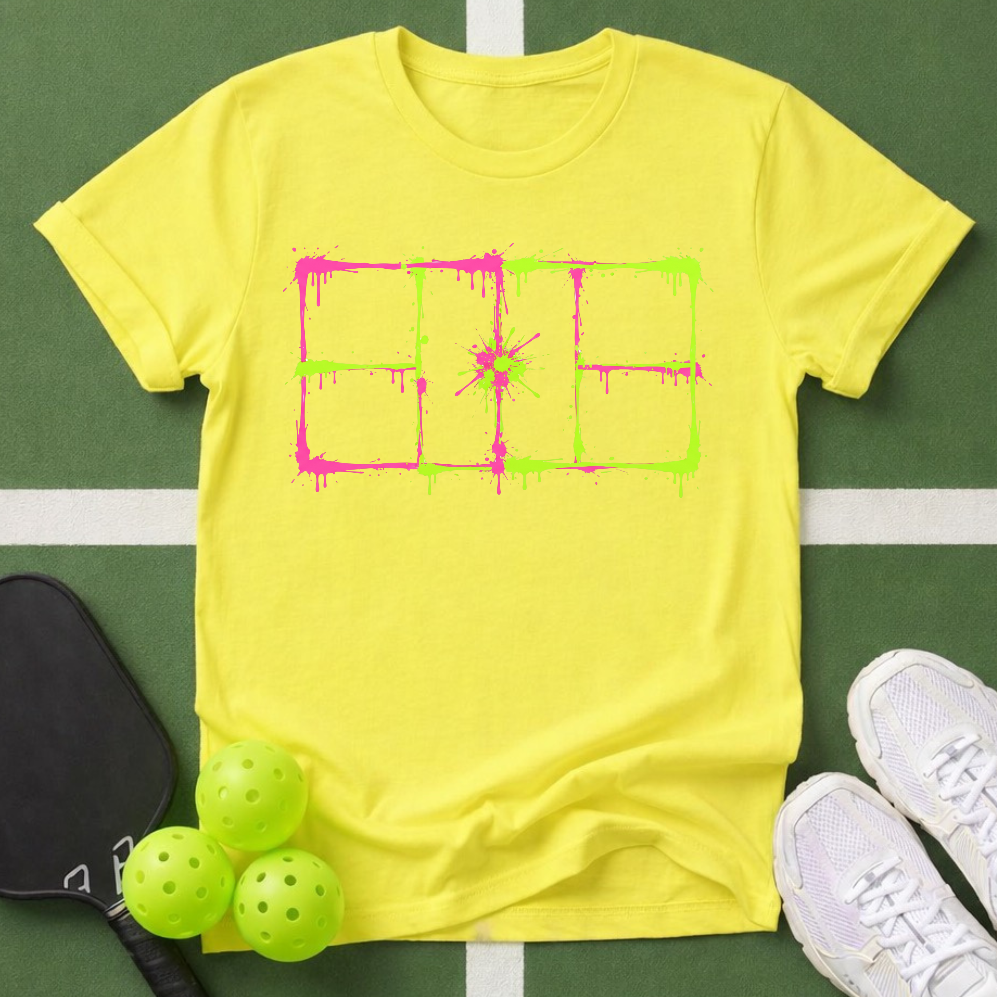 Neon Splatter Court T-Shirt