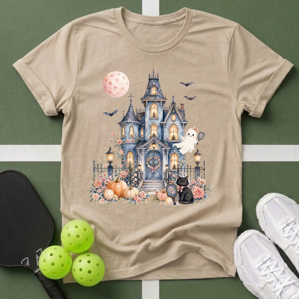 Cute Haunted Pickleball House T‑Shirt