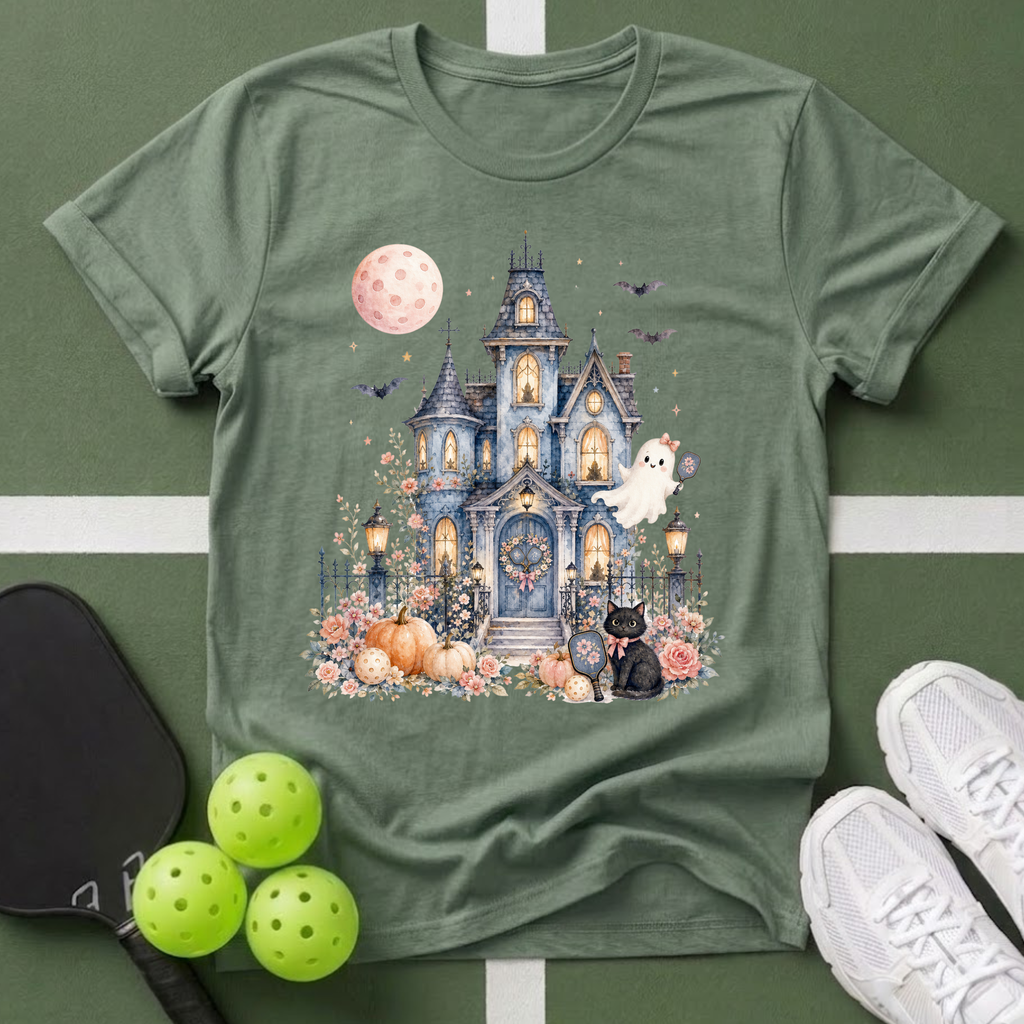 Cute Haunted Pickleball House T‑Shirt