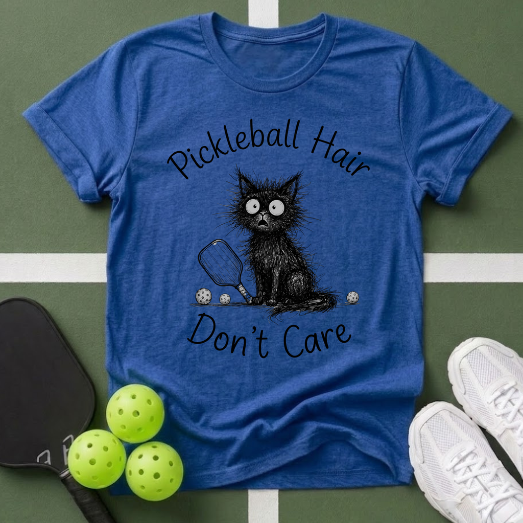 Cat Pickleball Hair Don't Care T-Shirt