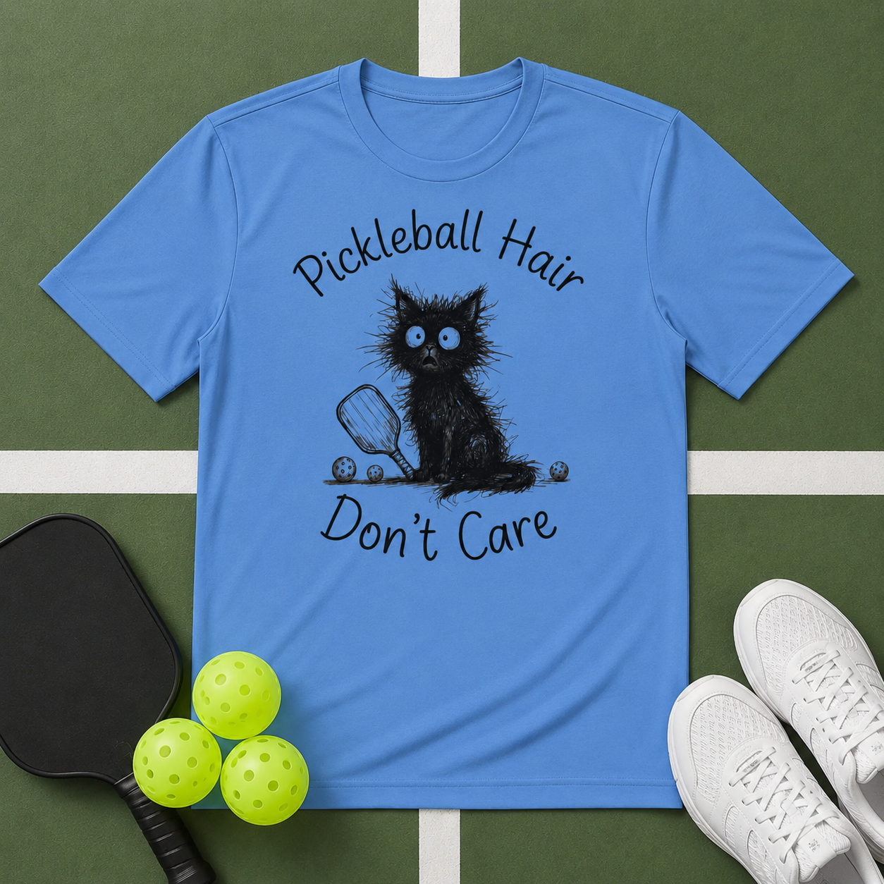 Performance T-Shirt "Hair Don't Care Cat"
