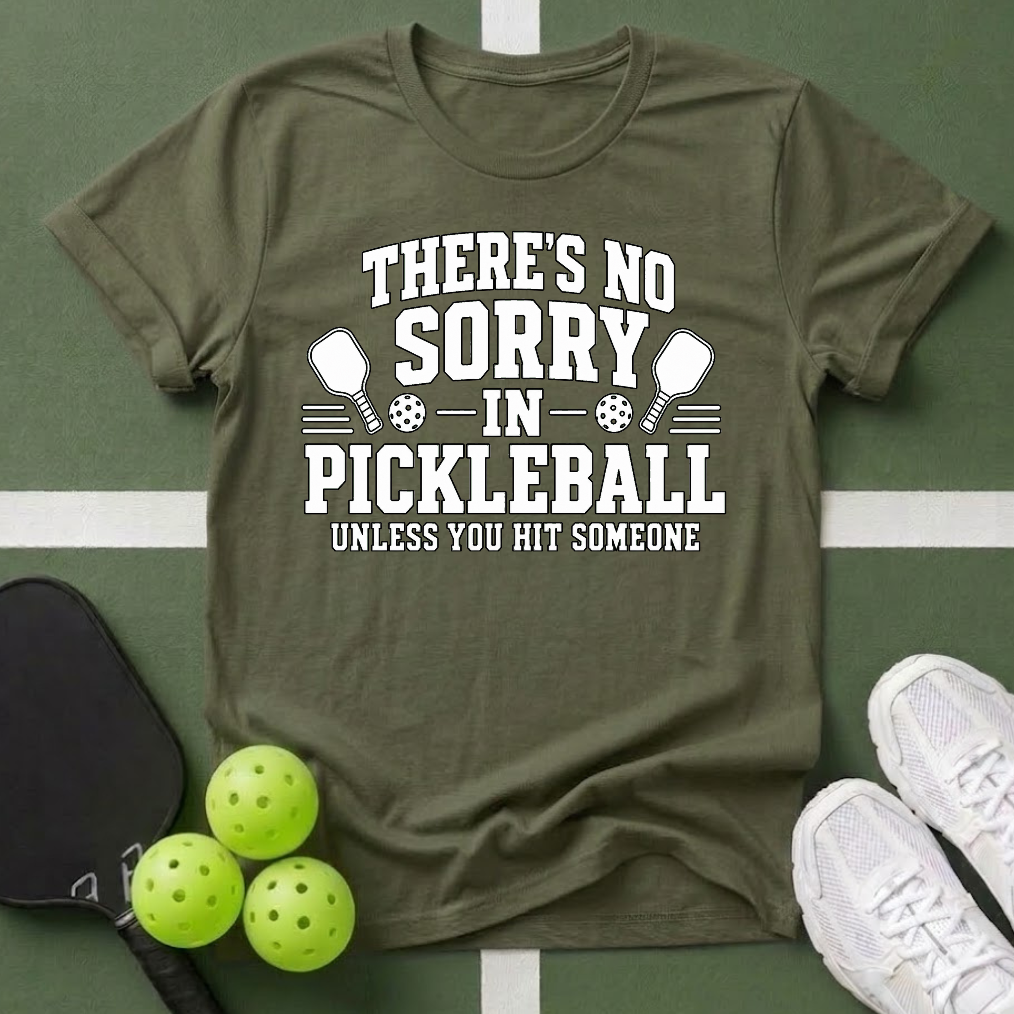 There's No Sorry in Pickleball T-Shirt