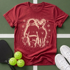 Santa & Reindeer Pickleball T-Shirt