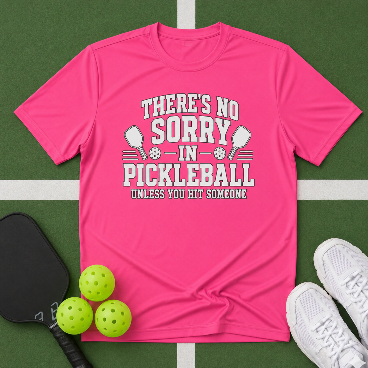 Performance T-Shirt "There's No Sorry in Pickleball"