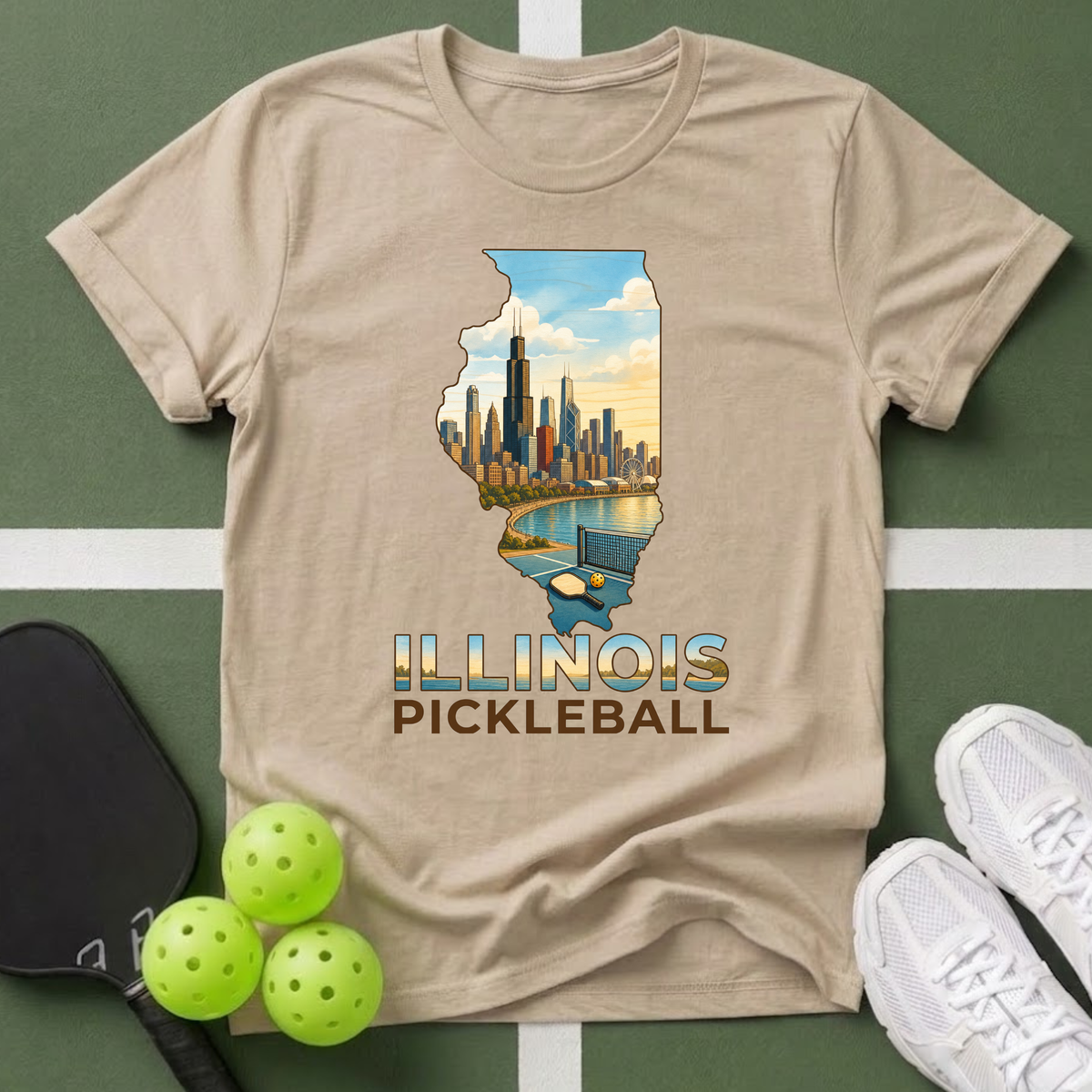 State- Illinois Chicago Pickleball T-Shirt