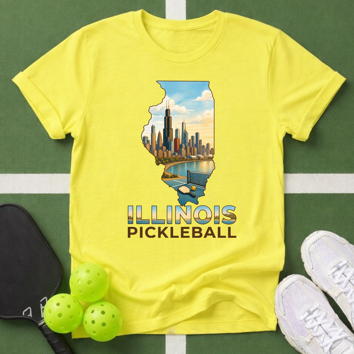 State- Illinois Chicago Pickleball T-Shirt