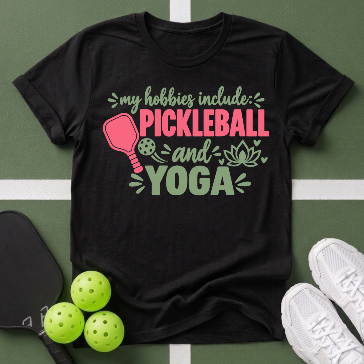 Hobbies- Pickleball & Yoga T-Shirt