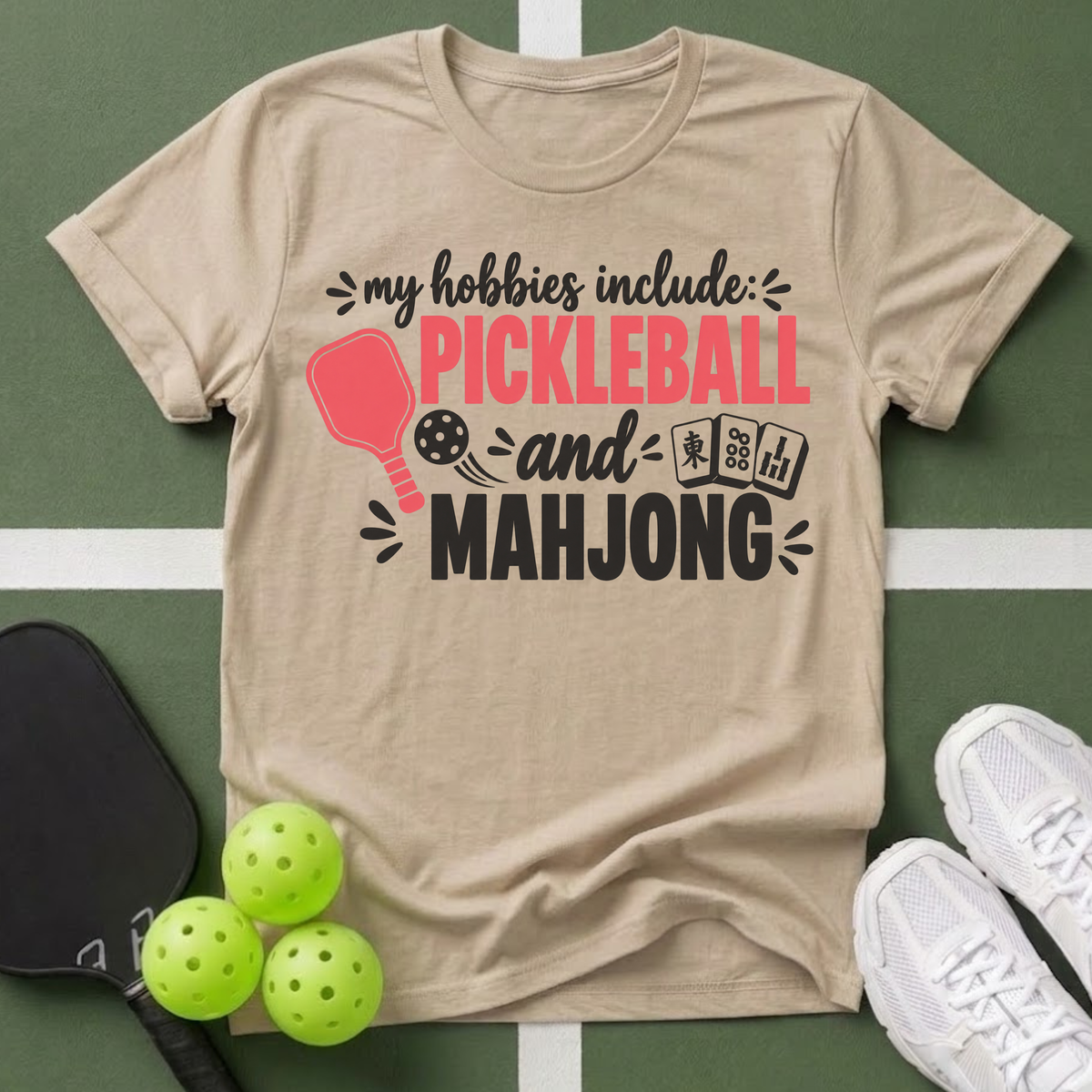 Hobbies- Pickleball & Mahjong T-Shirt