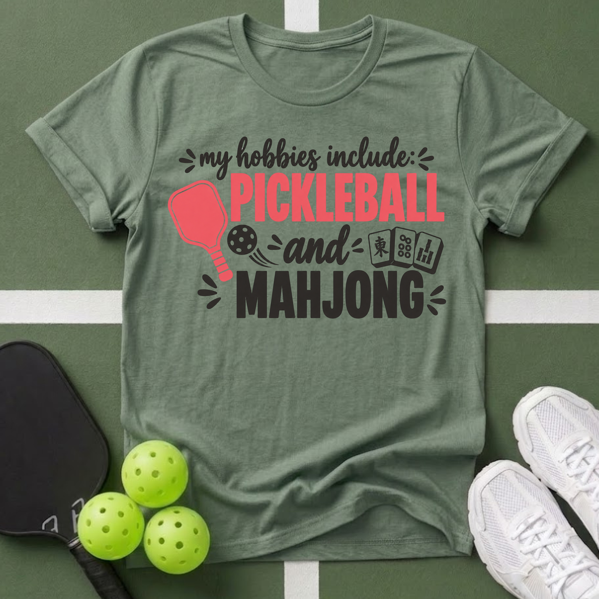 Hobbies- Pickleball & Mahjong T-Shirt