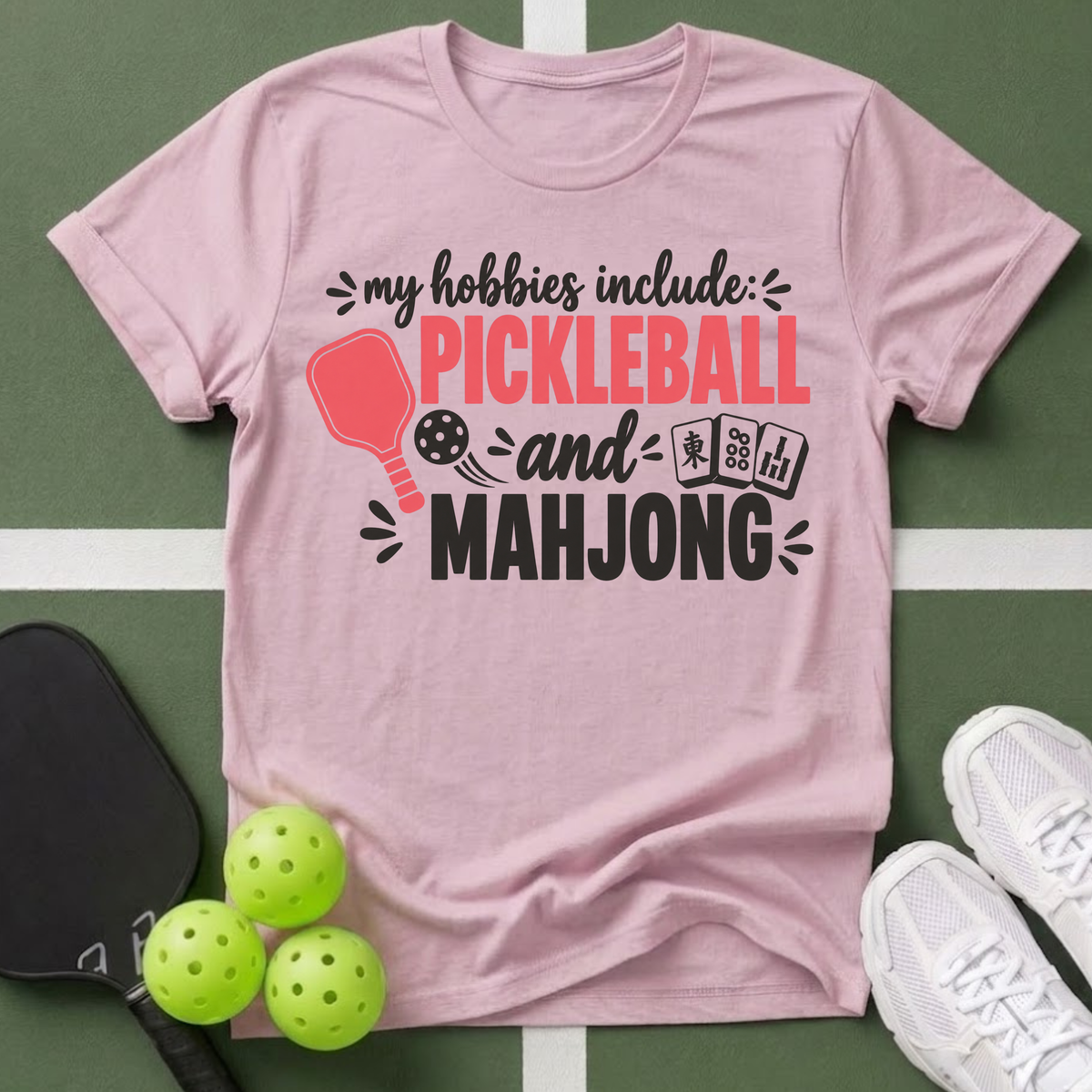 Hobbies- Pickleball & Mahjong T-Shirt