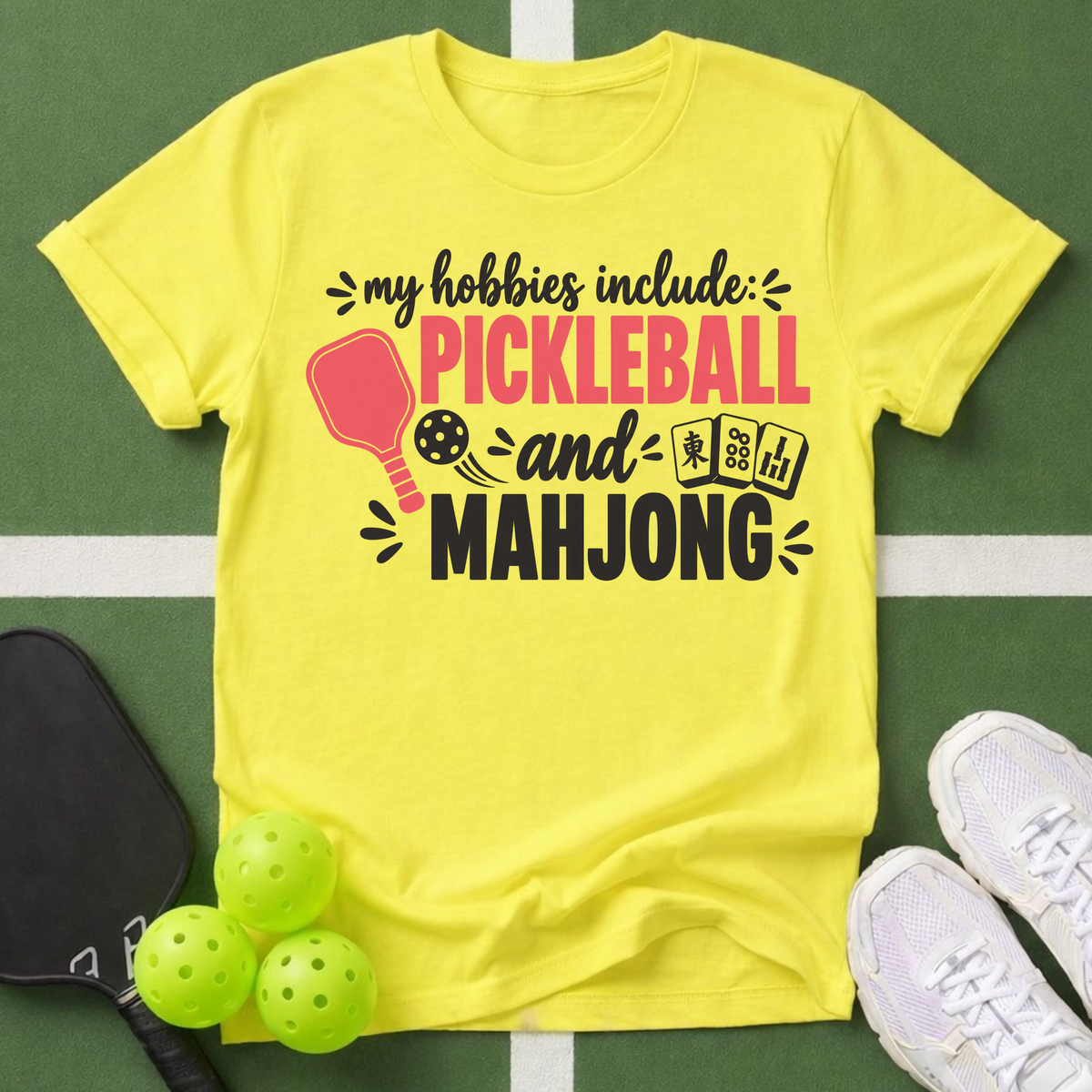 Hobbies- Pickleball & Mahjong T-Shirt