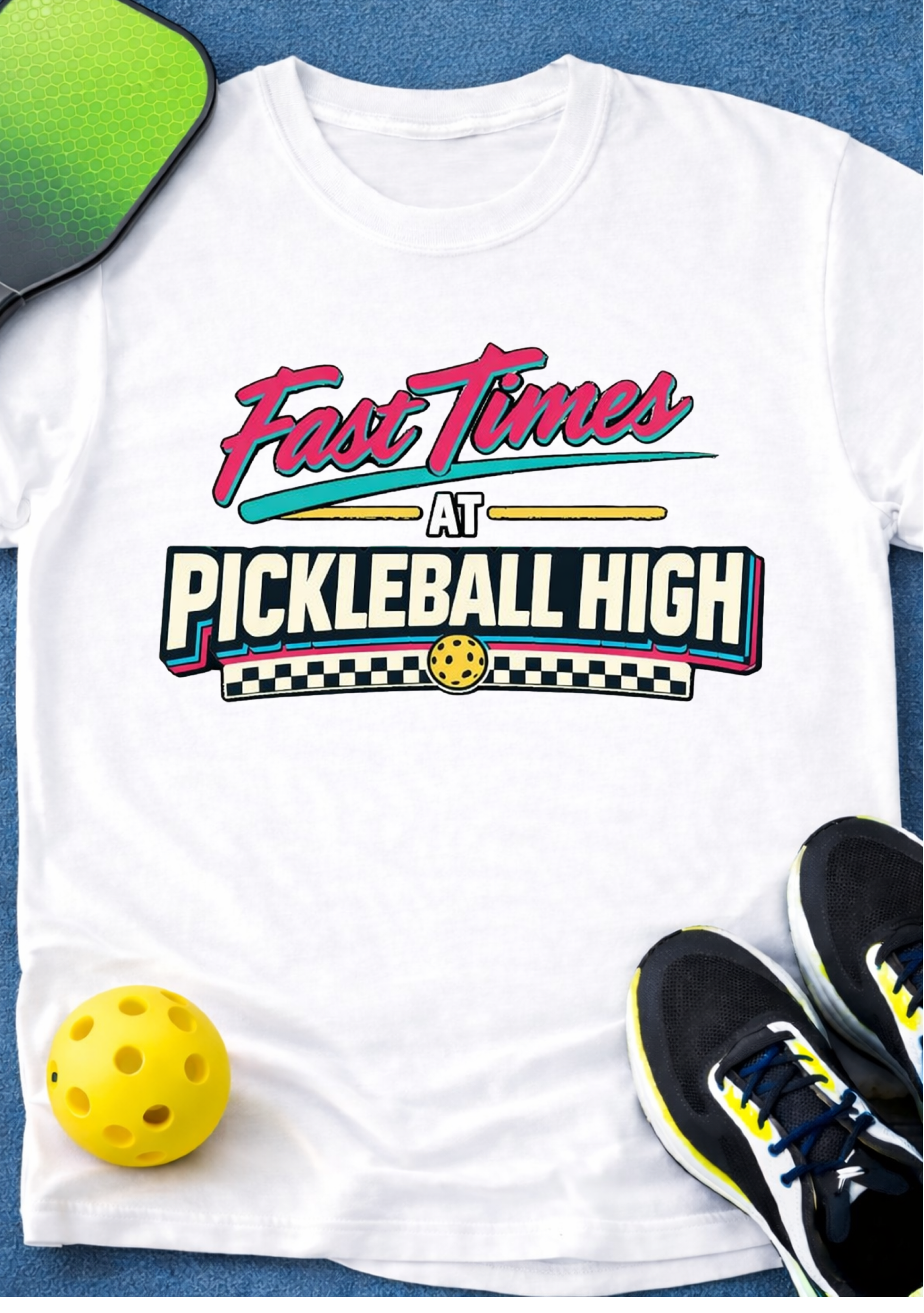 T-Shirt — "Fast Times at Pickleball High" Retro Graphic Tee